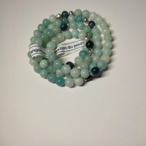 Mala de perle naturelle Amazonite et Apatite 8 mm