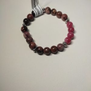 Bracelet de perle naturelle Rhodonite et Rhodocrosite de 8 mm
