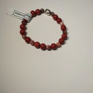 Bracelet de perle naturelle Jaspe rouge et Jaspe picasso de 8 mm