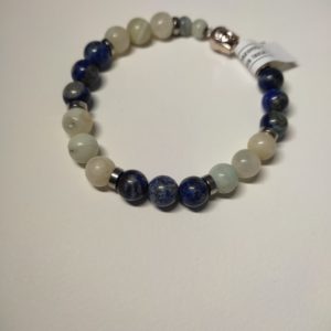 Bracelet de perle naturelle Amazonite et lapis lazulli de  8 mm