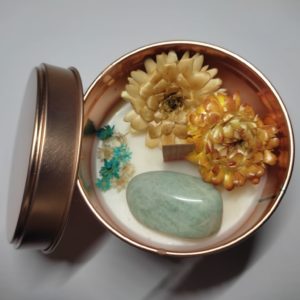 Bougie Parfum the vert et pierre Amazonite