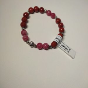 Bracelet de perle naturelle Jaspe rouge et rhodocrosite de  8 mm