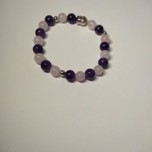 Bracelet de perle naturelle Amethyste et Quartz de 8 mm
